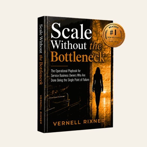 Scale Without the Bottleneck, Vernell Rixner's book for service-based founders ready to stop being the bottleneck in their own business.