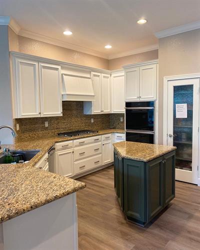 Kitchen cabinets with accent island