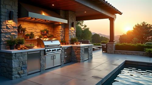Outdoor Poolside Kitchen