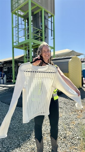 Moly with sweater made from YOPP+ fibers as a polyester replacement