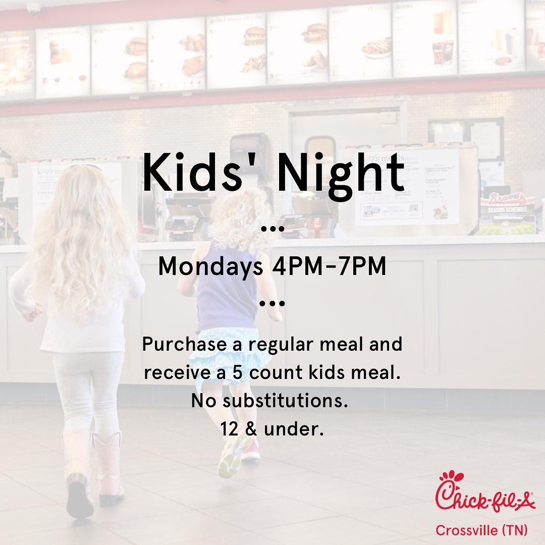 ChickfilA Kids Night Aug 28, 2023 EVENTS Crossville Chamber of