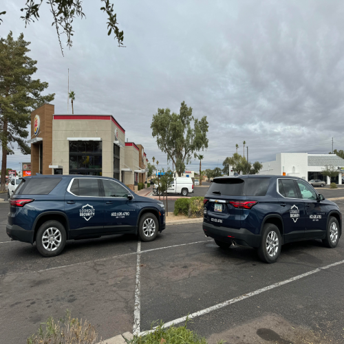 Lookout Security's marked patrol vehicles partnered with our security guards help to keep the bad guys away from your business!