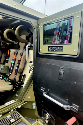 ArmorVision: digital ballistic armor for military vehicles, that is designed to replace traditional ballistic glass. Multiple high definition camera views allows for multi hit, multi view, low light vision of the warfighters surrounding environment.