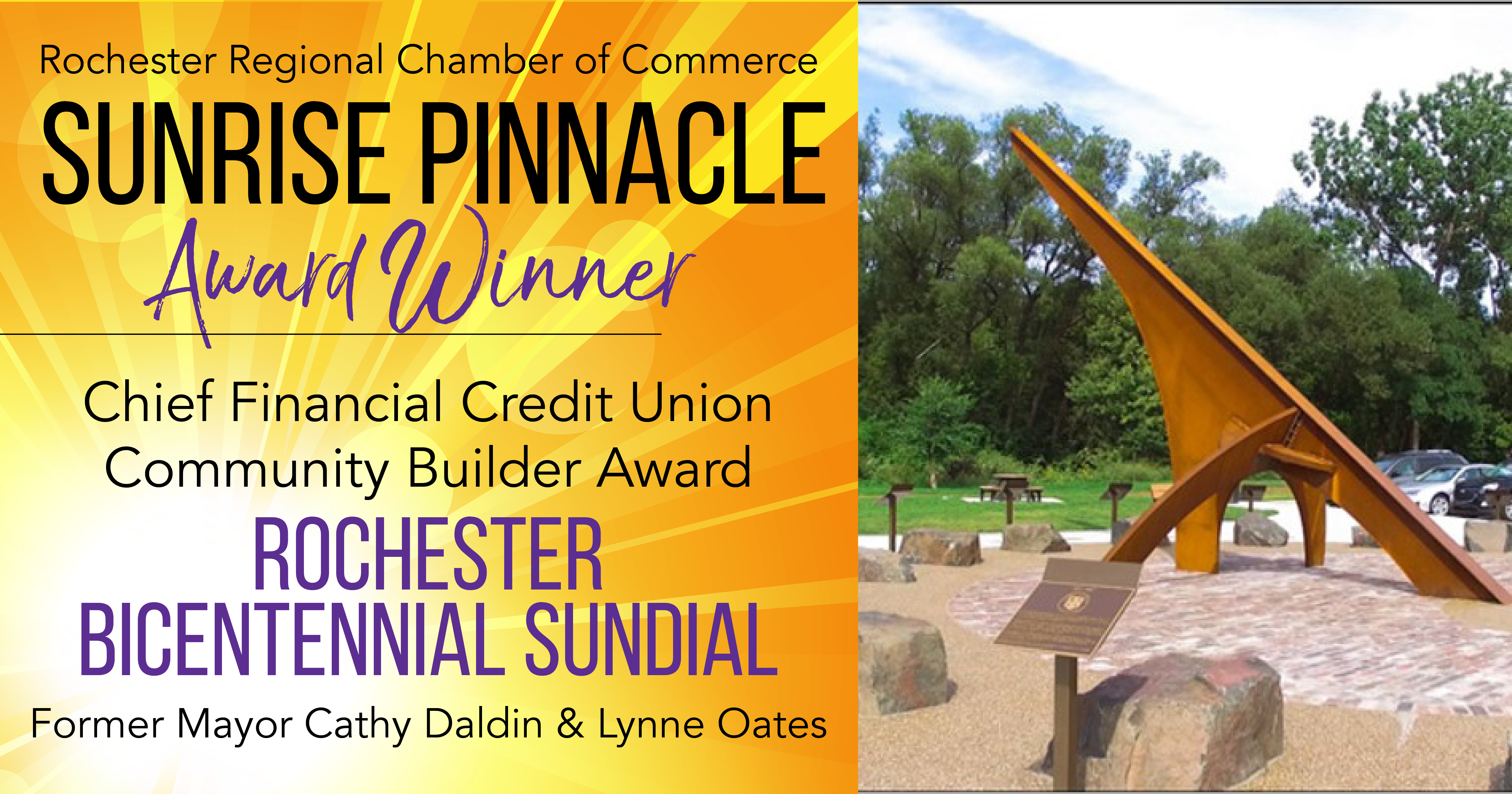 Image for Chief Financial Credit Union Community Builder Award to Rochester Bicentennial Sundial