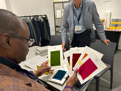 Looking at Velvet Fabrics books @Chicago Collective