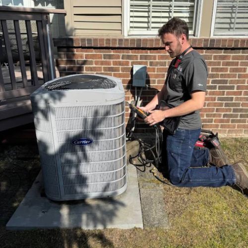 Luke diagnosing an AC service call