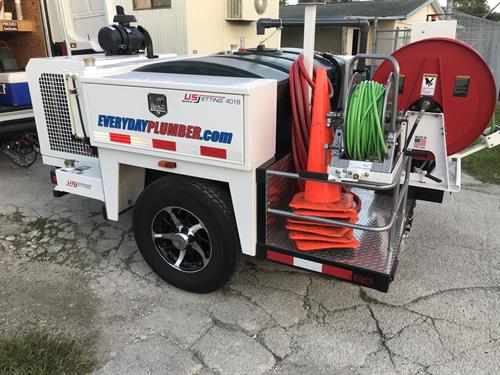 Hydro Jetter ready to scour a drain clean, restoring maximum flow