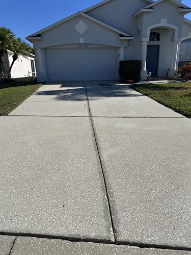 Cleaned concrete driveway