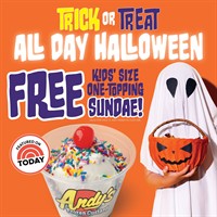 Free Kids' Sundae on Halloween at Andy's Frozen Custard