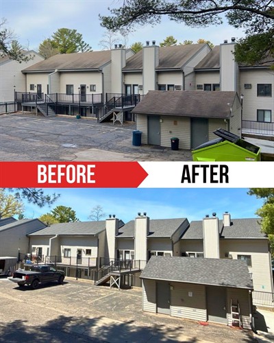 A roof replacement on a multi-family condo unit near Wisconsin Dells. The Badgerland Exteriors & Solar team works with property management teams and associations frequently to balance budget and detailed work for long-term peace of mind.