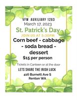 Renton VFW Post 1263 Auxiliary St. Patricks's Day Dinner Dance and Fundraiser