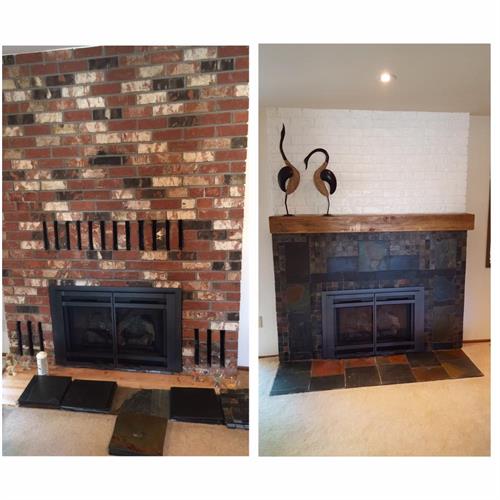 Fireplace before/after