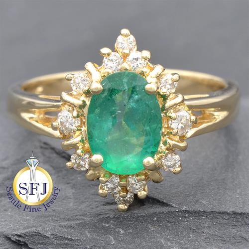We have a large selection of natural emerald jewelry, all Gemologist certified.