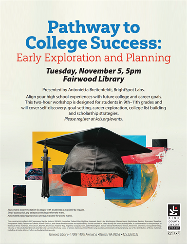 College Prep Workshop hosted at KCLS Fairwood Library