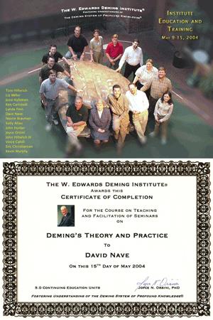 The Deming Institute Education and Training Certificate