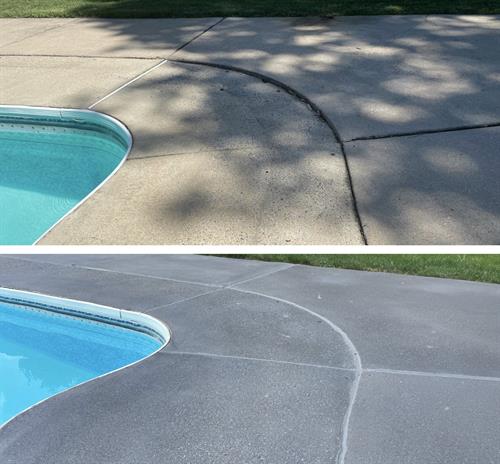 Pool Deck - Slab lift, joint sealant, and color change/ surface sealant with DecoShield