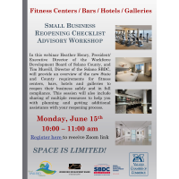 Fitness Centers/Bars/Hotels/Galleries Small Business Reopening Checklist Advisory Workshop