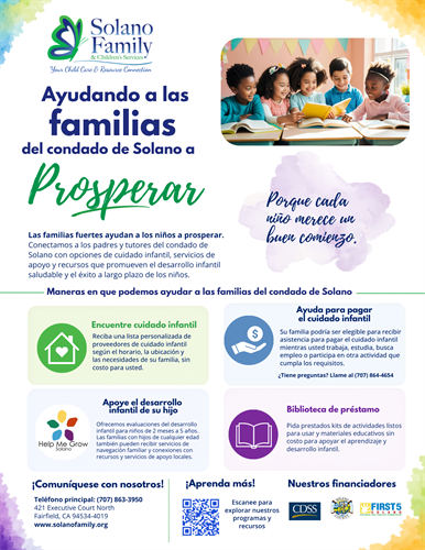 SFCS Parent Services Flyer. (Spanish)
