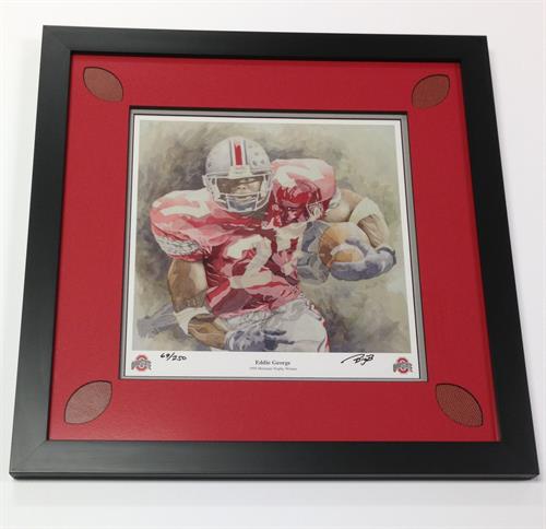 Ohio State football print matted with real leather matting 