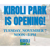 Kiroli Park to open to the public at noon on Tuesday, Nov. 7
