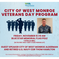 City of West Monroe to host Veterans Day Program November 8