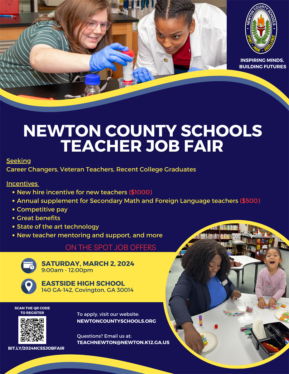 Newton Co. Board of Education - Newton County Schools Teacher Job Fair -  March 2, 2024 - 9 am until12 pm - Job Description - – Newton Chamber of  Commerce