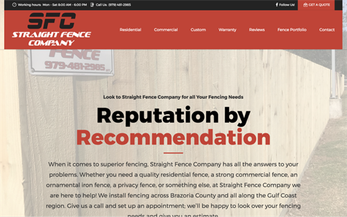 Website for Straight Fence Company
