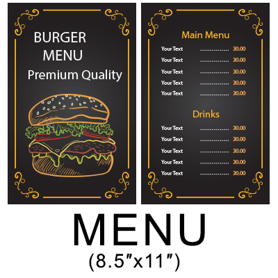Full Size Menu - (Poster 13:x19") Full Size Menu - (Poster 13:x19")
