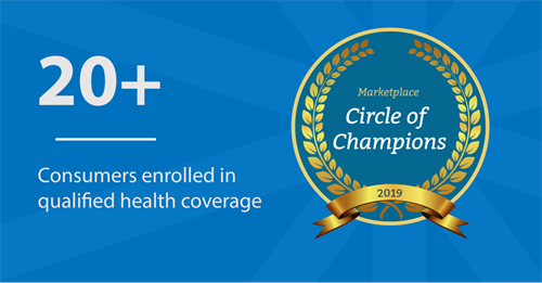 ACA Marketplace Circle of Champions three years. ACA Marketplace Circle of Champions three years.