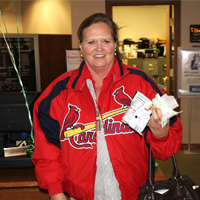 An RFCU member picks up her lunch at our 2012 International Credit Union Day.