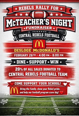 Central Rebels Football to Benefit from McTeacher’s Night Fundraiser at Desloge McDonald’s