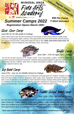 Mineral Area Fine Arts Academy Summer Camps 2022