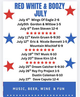 Red, White & Boozy: July Live Music Lineup