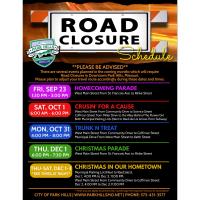 Advanced Notice of Upcoming Road Closures in Downtown Park Hills