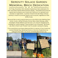 Serenity HospiceCare Dedicates New Solace Garden Memorial Brick Display