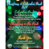 City of Park Hills Announces Dates for the Annual Christmas in Columbia Park Light Display