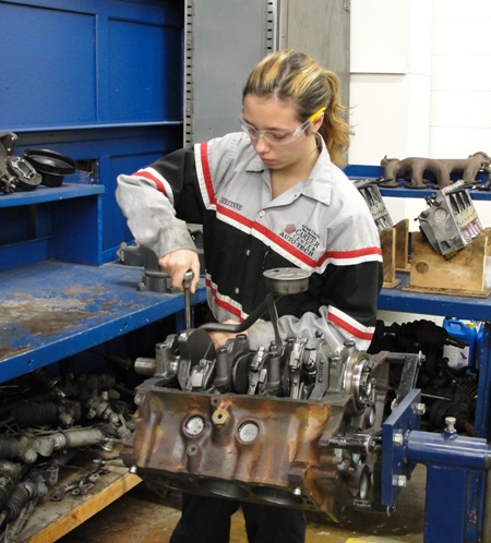 Students often enter non-traditional programs like this student in Auto Technology.  