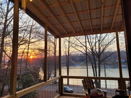Sunset from the screened in porch.