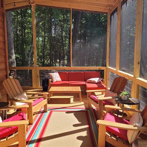 The screened in porch is second to none for relaxing and watching nature and the lake