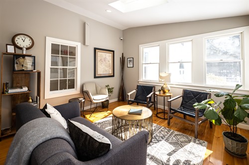 Bright, inviting common spaces with a residential feel
