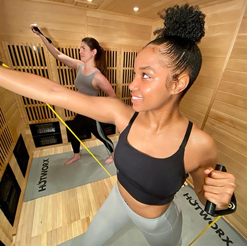 Add variety to your routine with Hot Bands, a resistance-band workout inside a HOTWORX infrared sauna.