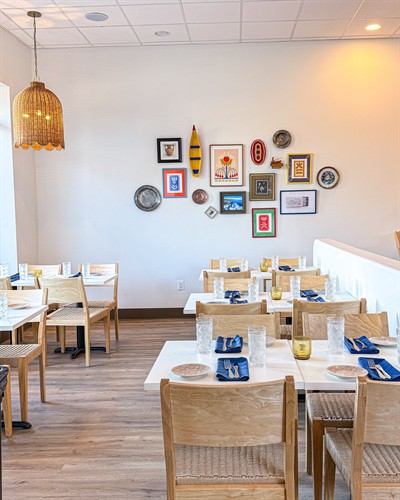 The dining room at Nisi Greek Kitchen + Bar in Portsmouth