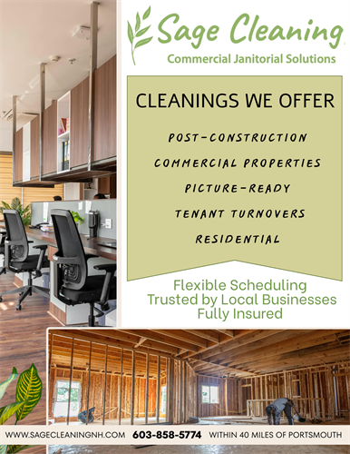 Sage Cleaning LLC | Portsmouth, NH Phone: (603) 858-5774 www.sagecleaningnh.com