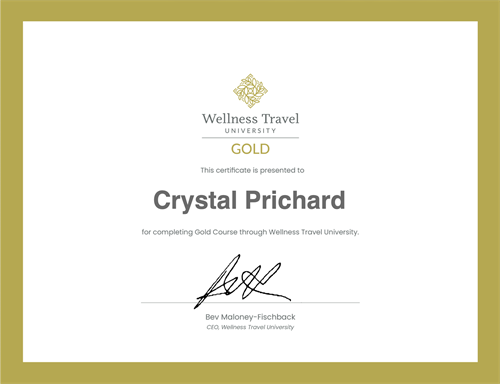 Wellness University certified travel agent