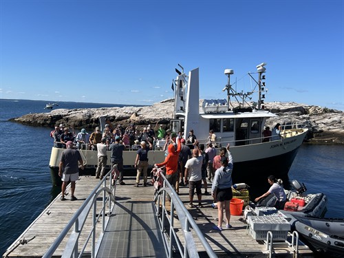 Group departing dock