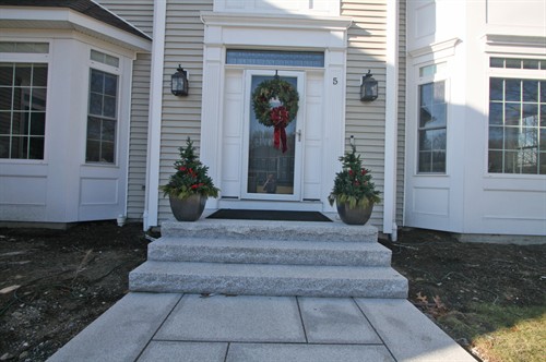 Monolithic Granite Steps and Granite Paver Walkway