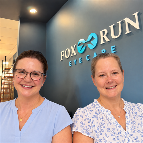 Our optometrists, Dr. Amy Catalano Boyer and Dr. Susan Gallant-Behan, at our office at 603 Portsmouth Ave, Greenland, NH.