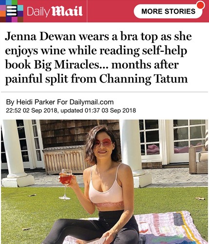 Daily Mail - Jenna Dewan Tatum reading Joanna's book "Big Miracles"