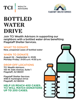 Water Bottle Drive to support Flagstaff Sheter Services