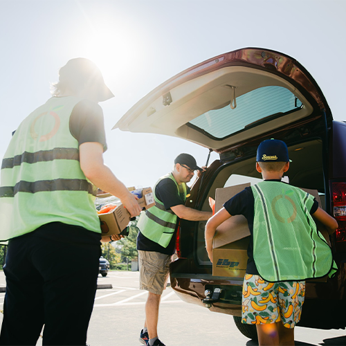A Montgomery County Food Bank Mobile Market food distribution